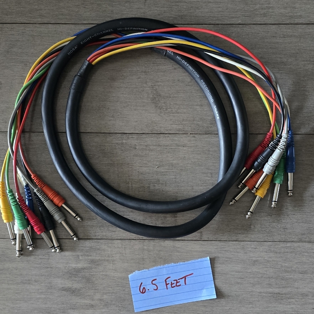 Pro Audio Multi-Color Audio Cable Set Snake. 6.5 Feet 1/4"